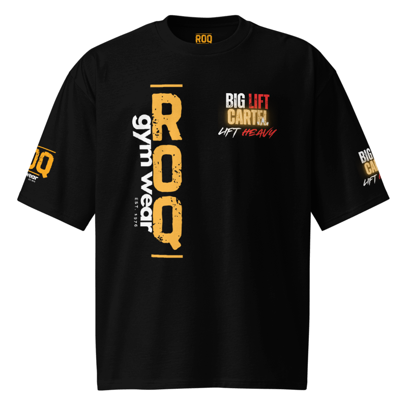 Big Lift Cartel Gold Oversized Heavyweight T-Shirt - Black