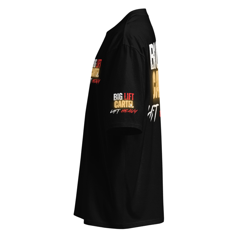 Big Lift Cartel Gold Oversized Heavyweight T-Shirt - Black