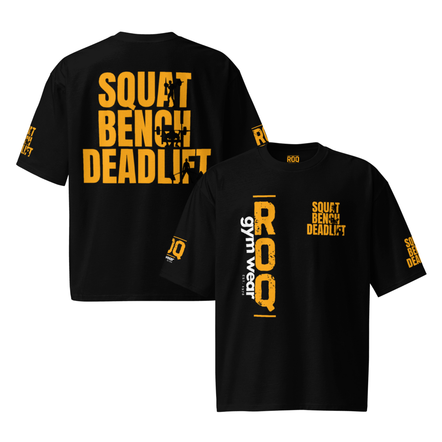 Squat Bench Deadlift Gold Oversized Heavyweight T-Shirt - Black