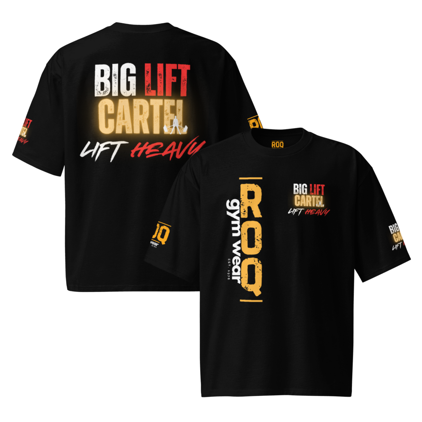 Big Lift Cartel Gold Oversized Heavyweight T-Shirt - Black