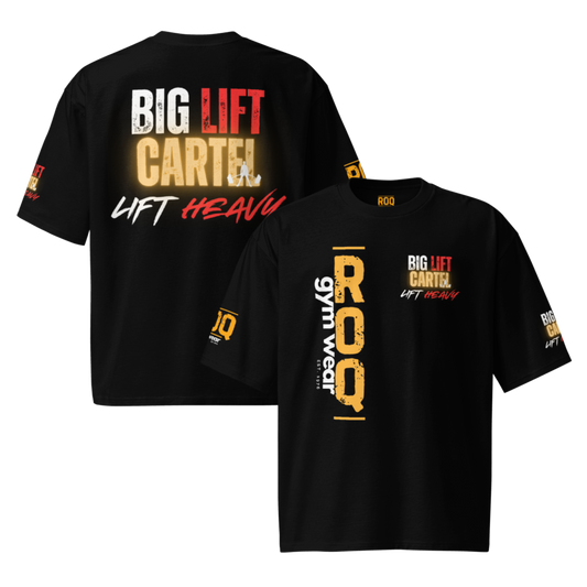 Big Lift Cartel Gold Oversized Heavyweight T-Shirt - Black