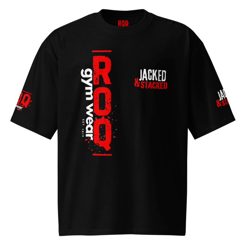 Jacked & Stacked Oversized Heavyweight T-Shirt - Black