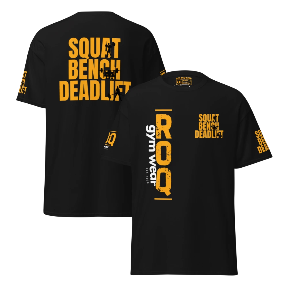 Squat Bench Deadlift Gold T-Shirt - Black