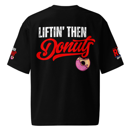 Liftin' Then Donuts Oversized Heavyweight T-Shirt - Black