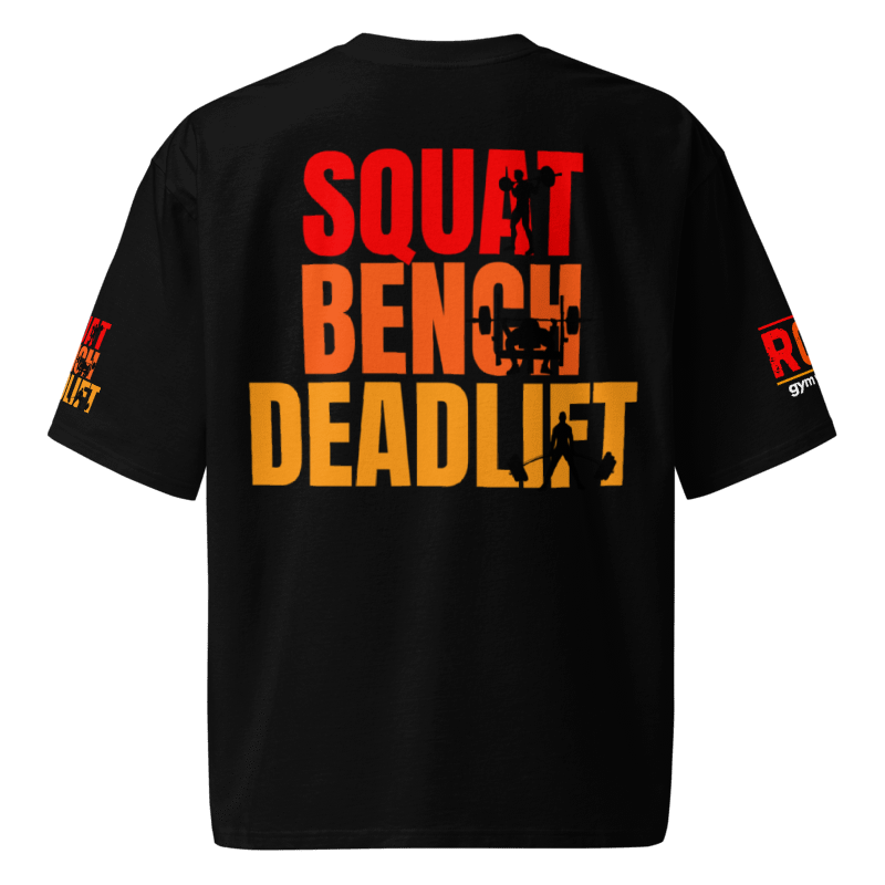 Squat Bench Deadlift Fire Oversized Heavyweight T-Shirt - Black