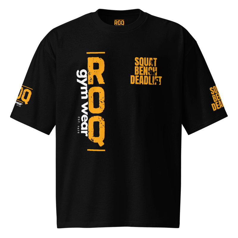 Squat Bench Deadlift Gold Oversized Heavyweight T-Shirt - Black