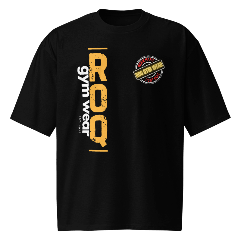 Work Hard Dont Quit Gold Oversized Heavyweight T-Shirt - Black