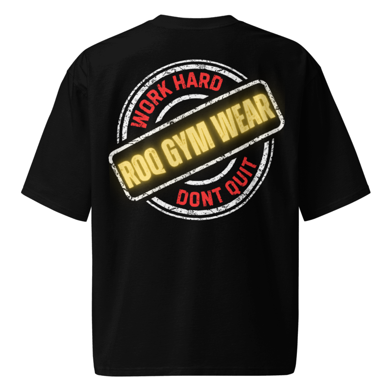 Work Hard Dont Quit Gold Oversized Heavyweight T-Shirt - Black