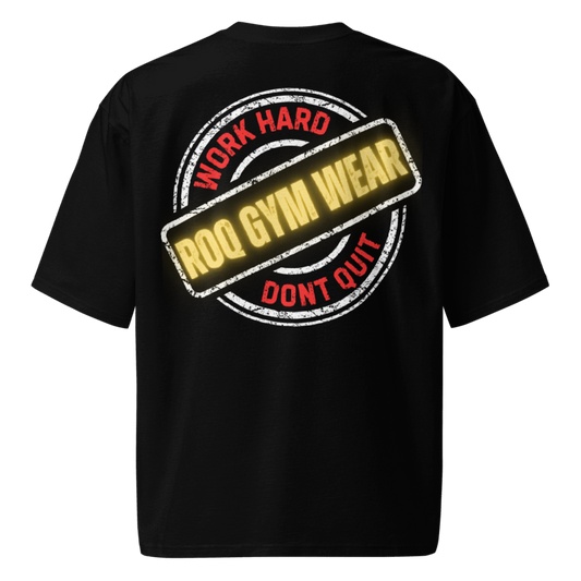 Work Hard Dont Quit Gold Oversized Heavyweight T-Shirt - Black