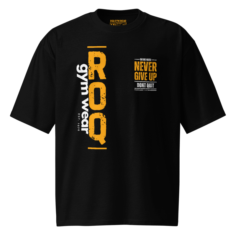 Work Hard Dont Quit Gold Oversized Heavyweight T-Shirt - Black